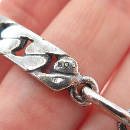 800 Silver Vintage Oxidized Cuban Panel Link Bracelet 8.25"