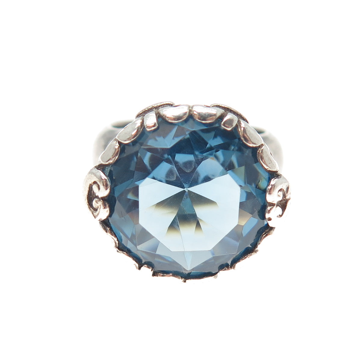 JGD JANICE GIRARDI 925 Sterling Silver Vintage Ocean Blue C Z Ring Size 6.5
