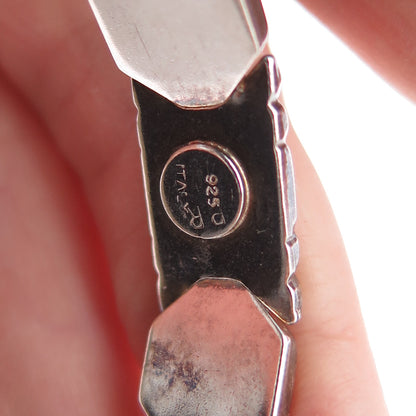 925 Sterling Silver Vintage PR Italy Modernist Oxidized Adjustable Bracelet 8"