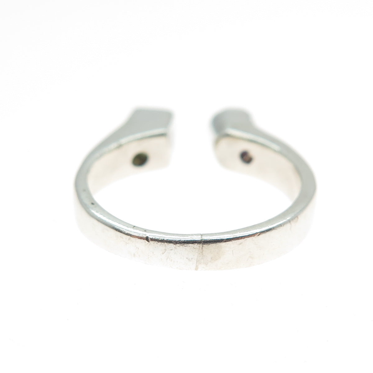 925 Sterling Silver Vintage Real Peridot & Amethyst Adjustable Ring Size 6.75