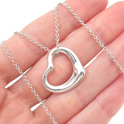 Tiffany & Co. Elsa Peretti Sterling Silver Vintage 22mm Open Heart Necklace 16"