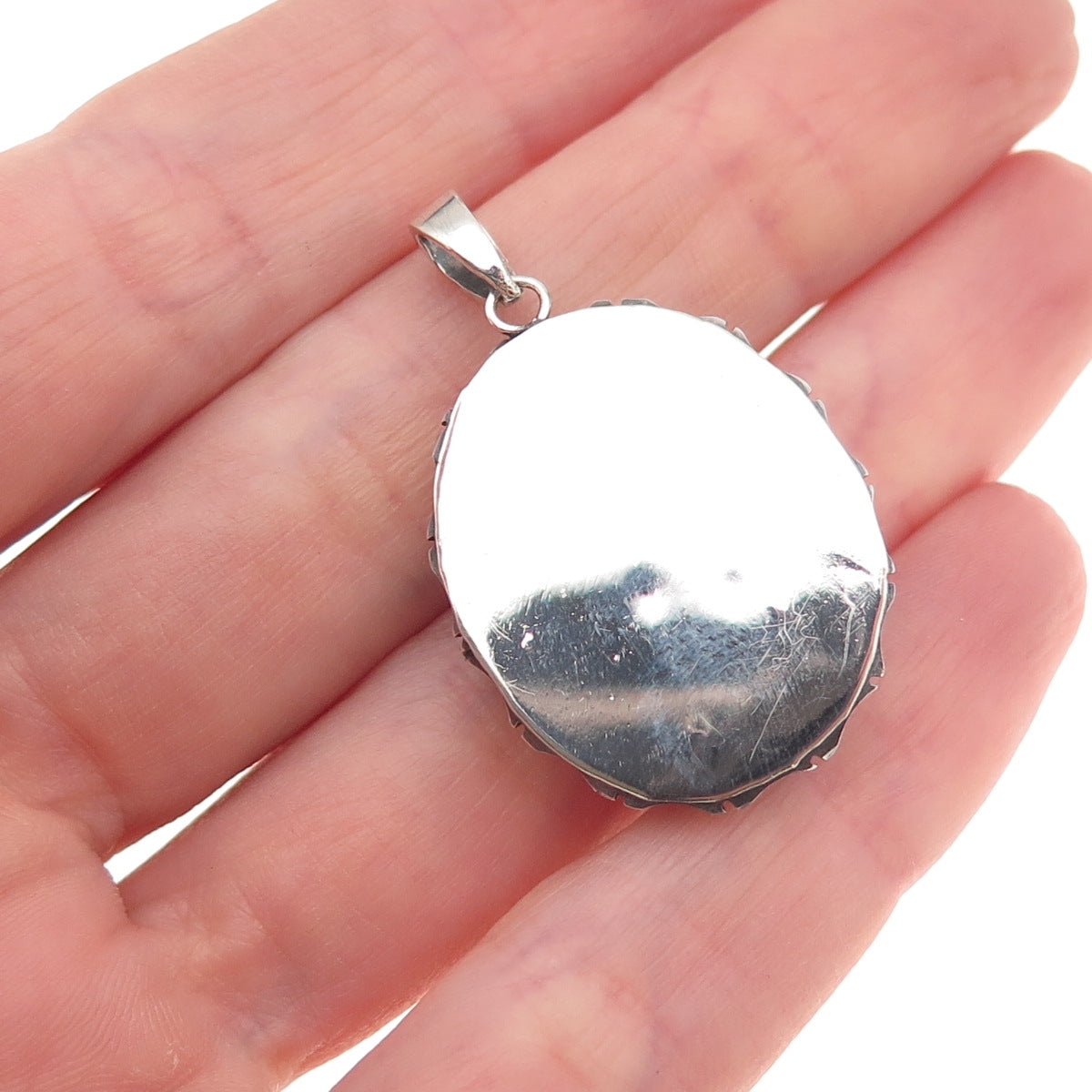 Old Pawn 925 Sterling Silver Vintage Black Onyx Shadow Box Tribal Charm Pendant