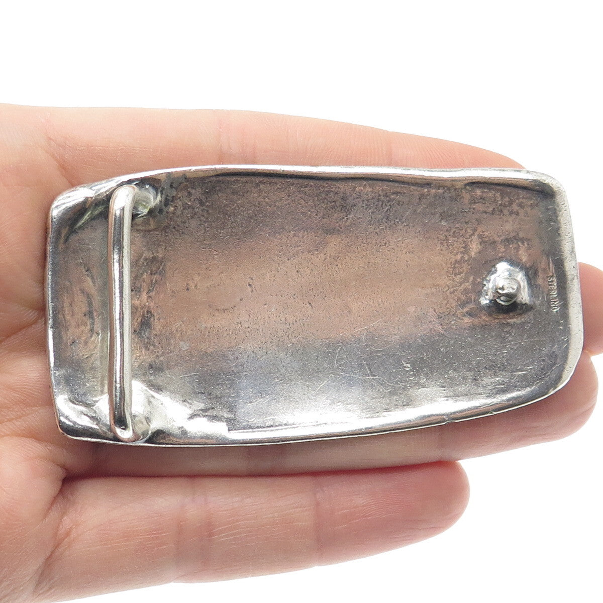 925 Sterling Silver Vintage Engraved Tribal Bird Belt Buckle