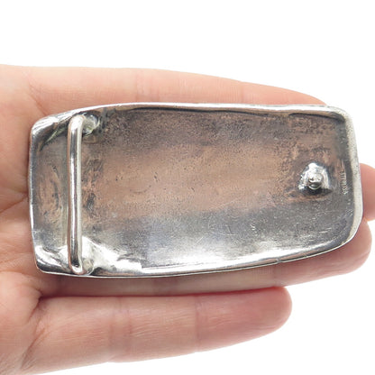 925 Sterling Silver Vintage Engraved Tribal Bird Belt Buckle