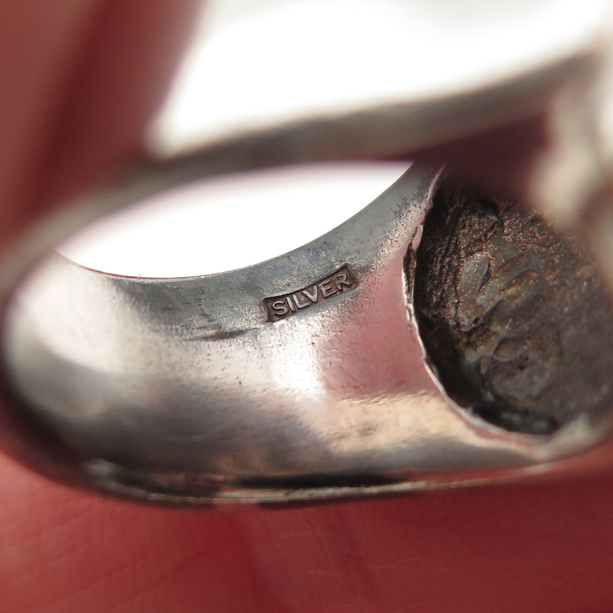 925 Sterling Silver Vintage Modernist Wavy Oxidized Ring Size 5.25