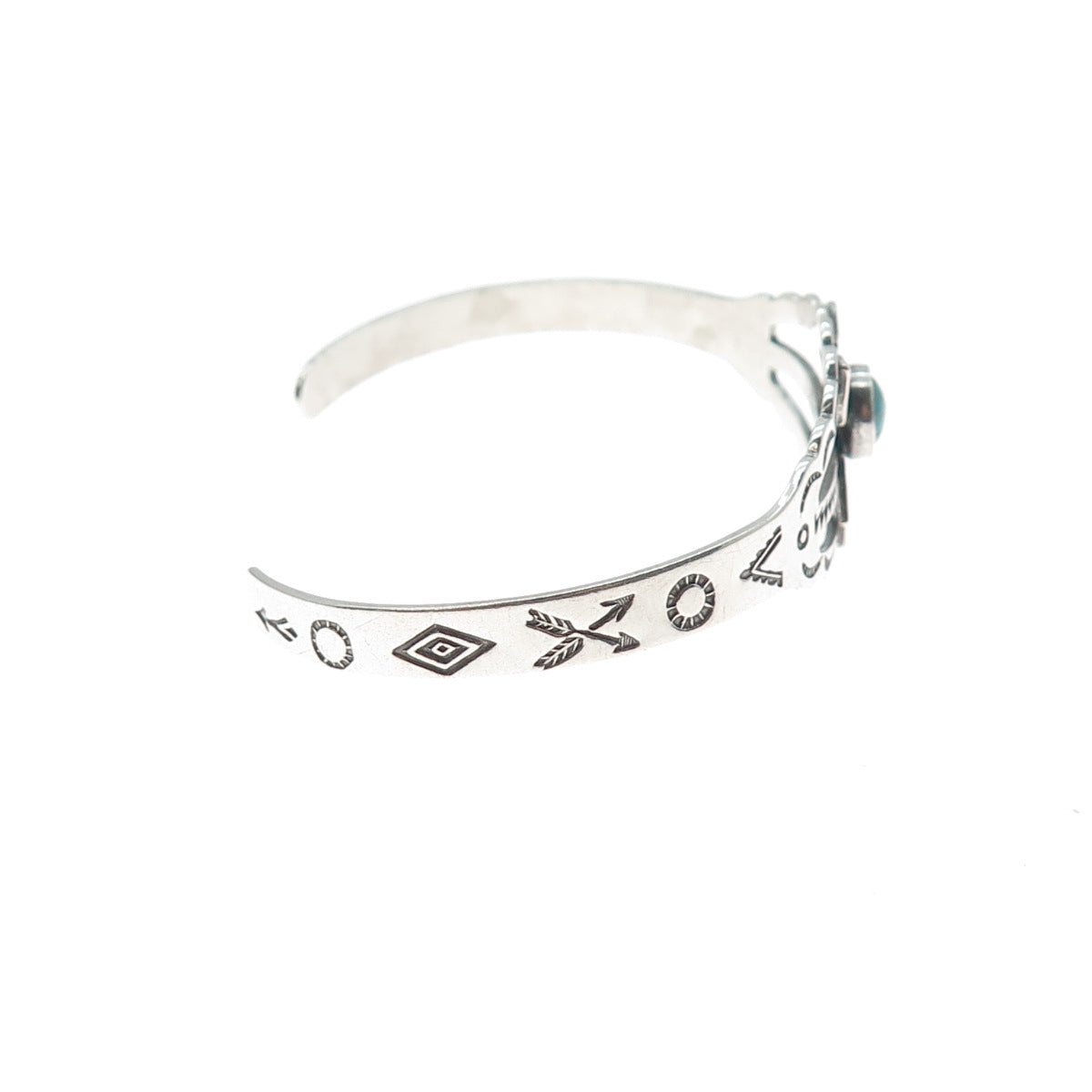 Old Pawn 925 Sterling Vintage Bisbee Turquoise Arrow Adjustable Bracelet 5.25"