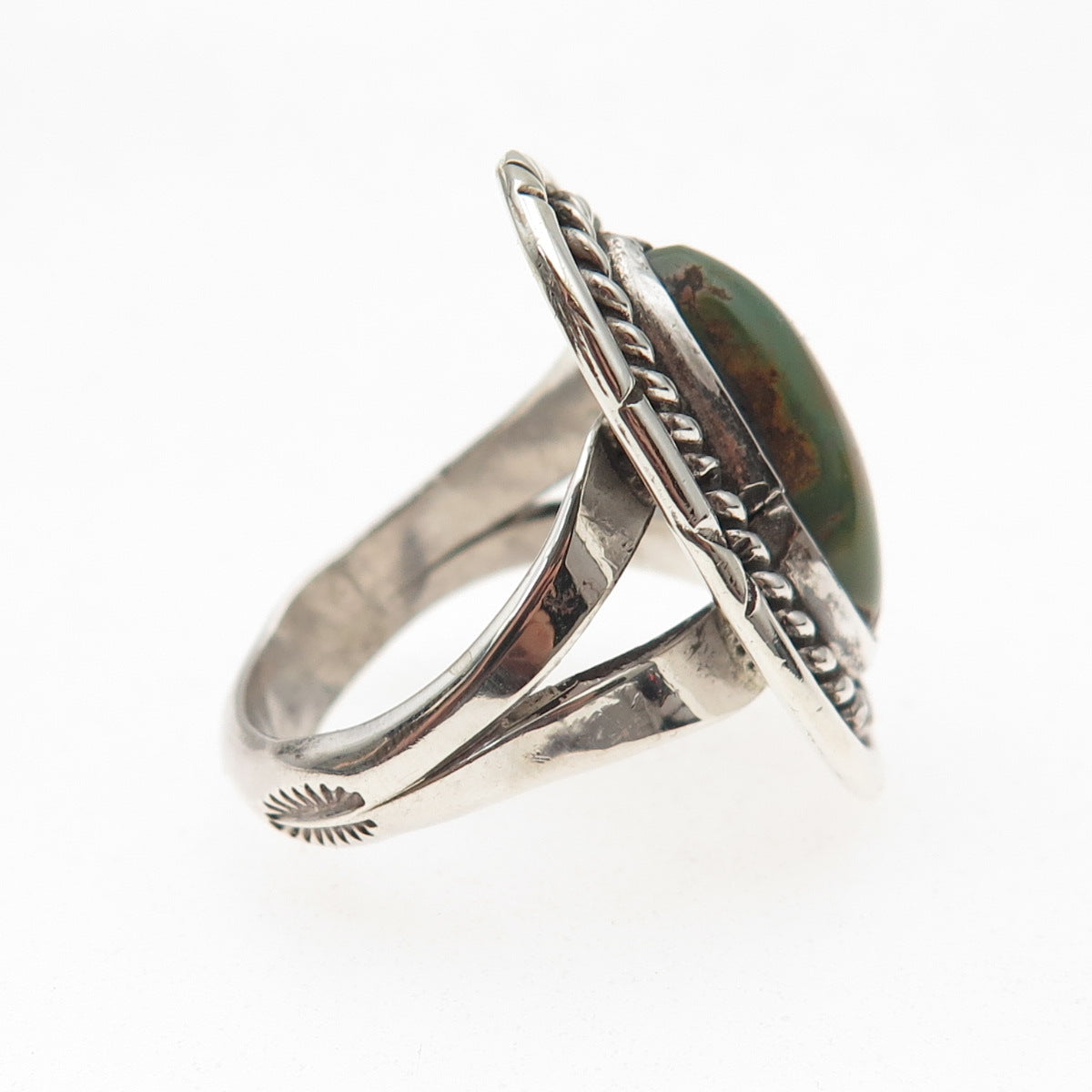 B.J. Guerro Navajo Old Pawn 925 Sterling Silver Vintage Turquoise Ring Size 6.75