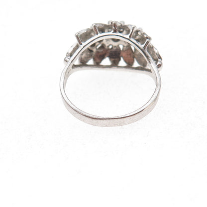 Uncas 925 Sterling Silver Antique Art Deco Rhinestone Floral Ring Size 5.75
