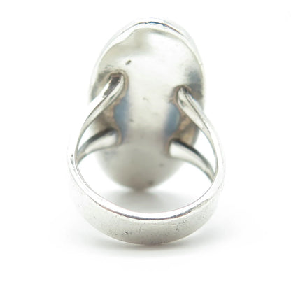 925 Sterling Silver Vintage Southwestern Native Symbols Tribal Ring Size 5.75
