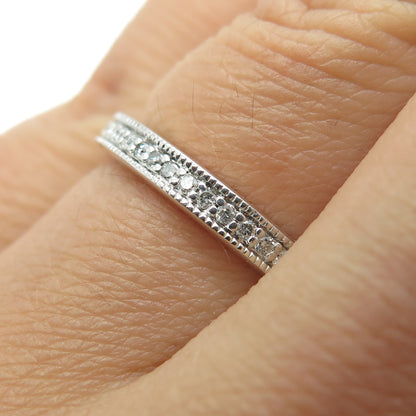 SK9 Allure Gems Platinaire Sterling Silver Diamond Half Eternity Ring Size 6.25