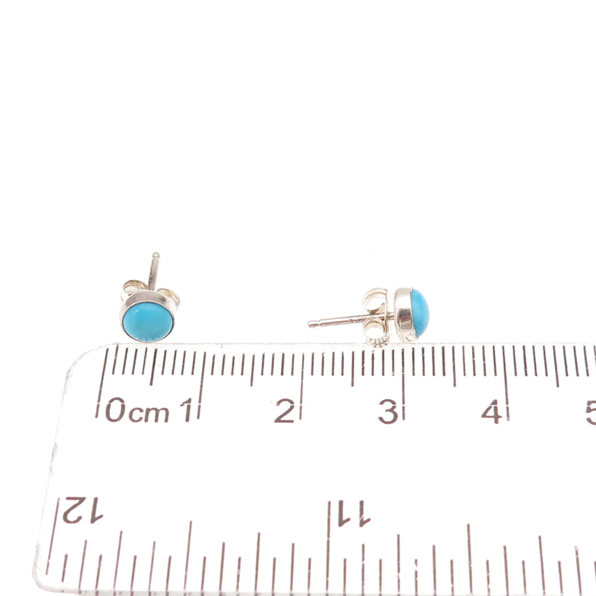 925 Sterling Silver Real Sleeping Beauty Turquoise Stud Earrings