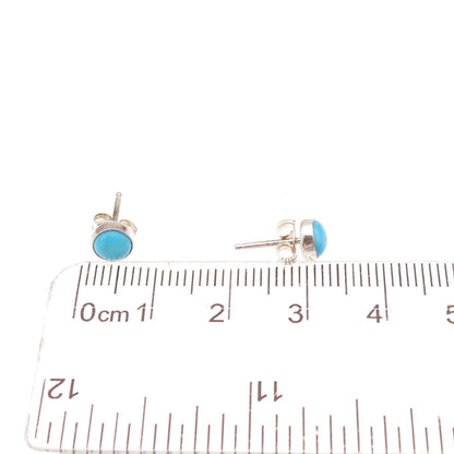 925 Sterling Silver Real Sleeping Beauty Turquoise Stud Earrings