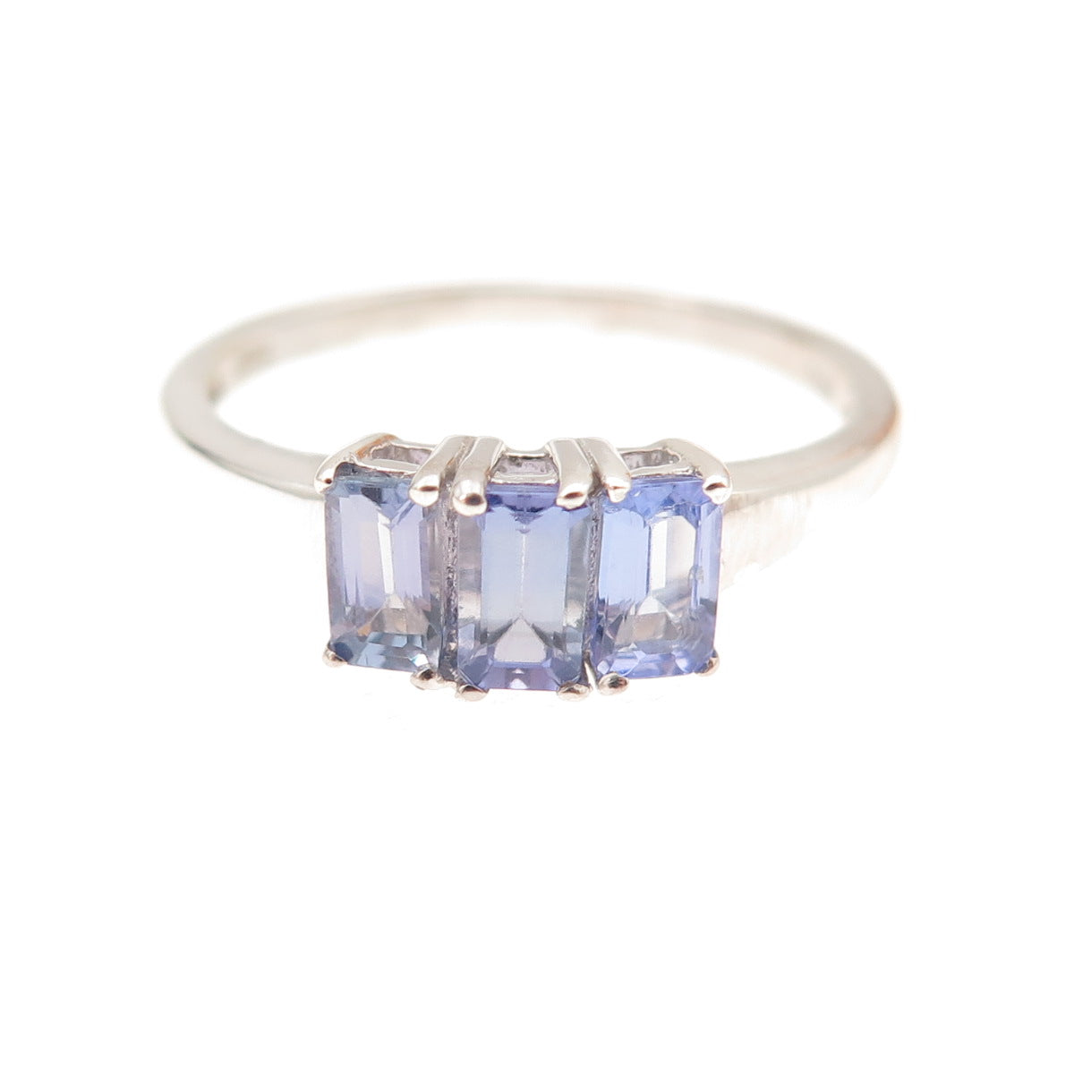 Chuck Clemency 925 Sterling Silver Real Emerald-Cut Tanzanite Ring Size 8