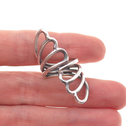 925 Sterling Silver Vintage Mexico Angel Wings Oxidized Adjustable Ring Size 5
