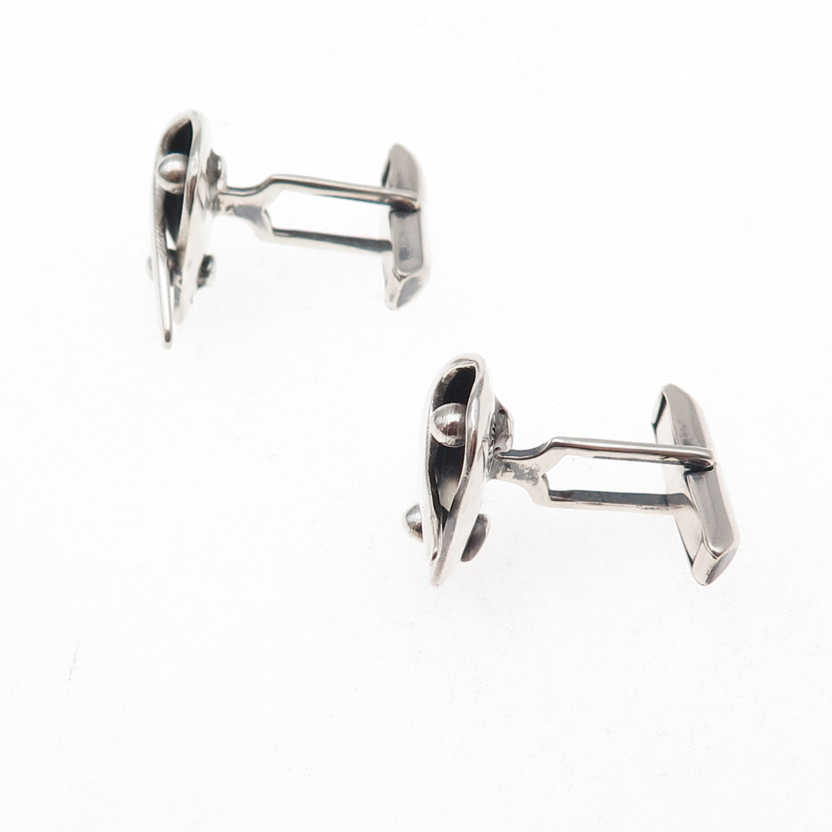 Sigi Pineda 925 Sterling Silver Vintage Mexico Modernist Oxidized Cufflinks #46