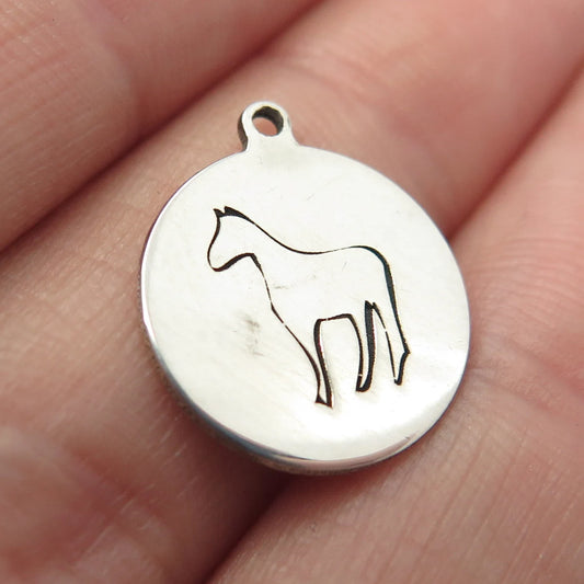 925 Sterling Silver USA Two In Town Horse Charm Pendant