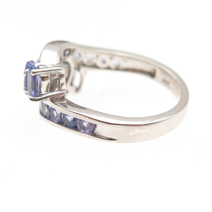 Chuck Clemency 925 Sterling Silver Real Oval & Round-Cut Tanzanite Ring Size 8