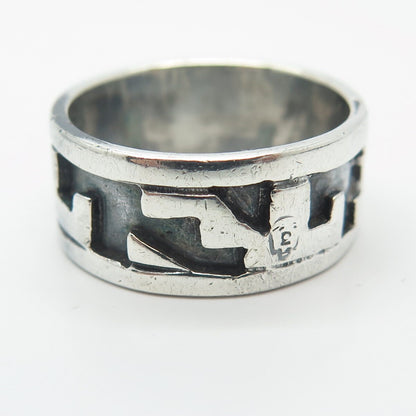 925 Sterling Silver Vintage Mexico Maze Band Ring Size 7.75