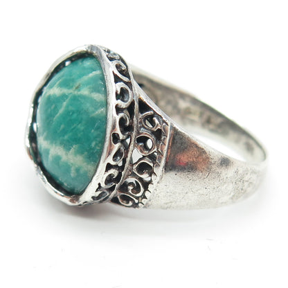 NEHA KOTWAL 925 Sterling Silver Vintage Real Amazonite Swirl Ring Size 9