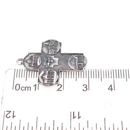 925 Sterling Silver Vintage Holy Year Jubilee 2000 Catholic Cross Charm Pendant