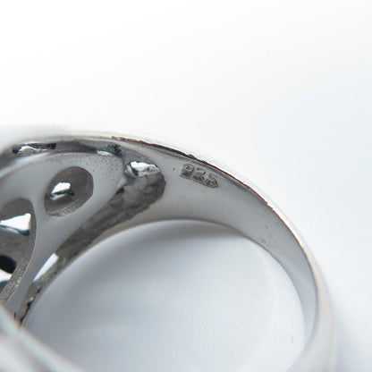 925 Sterling Silver Princess-Cut Shaped C Z Modernist Ring Size 5.75