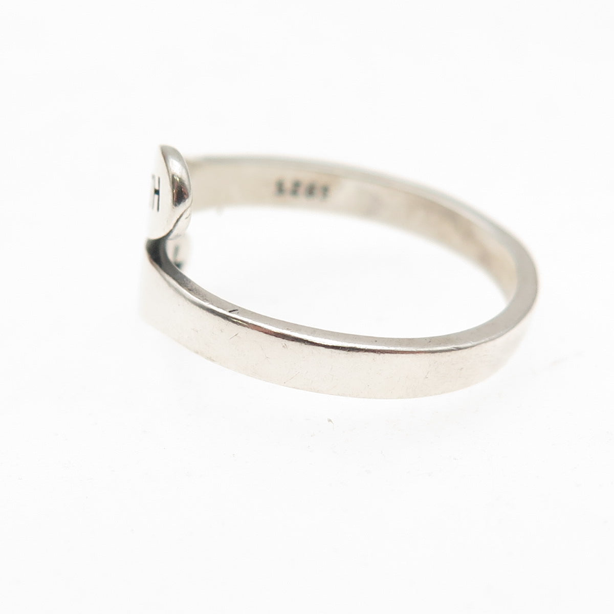 925 Sterling Silver Vintage Faith Cross Adjustable Bypass Ring Size 6.75