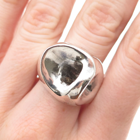 925 Sterling Silver Vintage Modernist Oxidized Ring Size 10.5