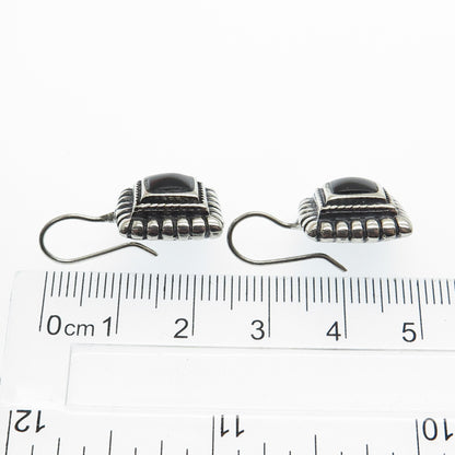 ATI 925 Sterling Silver Vintage Mexico Real Black Onyx Gemstone Earrings