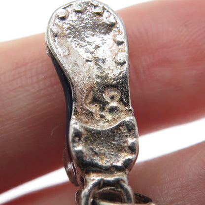 925 Sterling Silver Vintage Blue Enamel Torn Boot Mini Charm Pendant