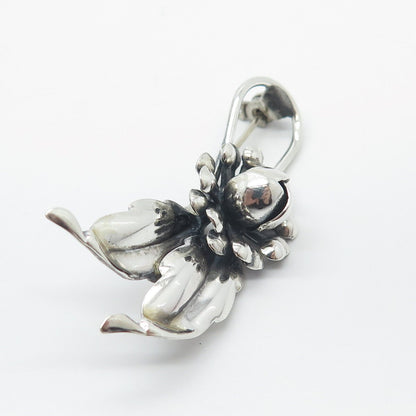 925 Sterling Silver Vintage Floral Leaf Pin Brooch