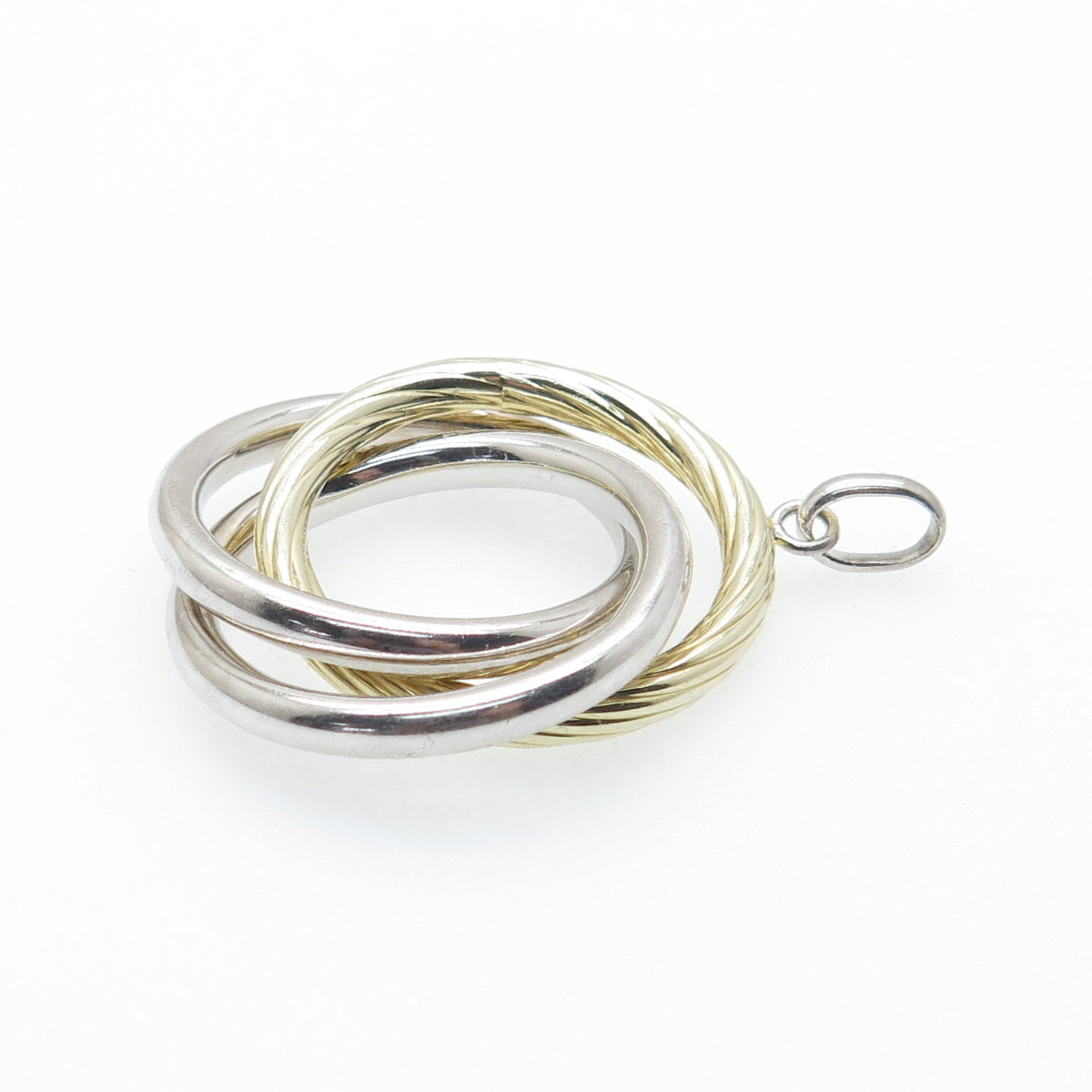 925 Sterling Silver 2-Tone Vintage Interlocked Trinity Knot Charm Pendant