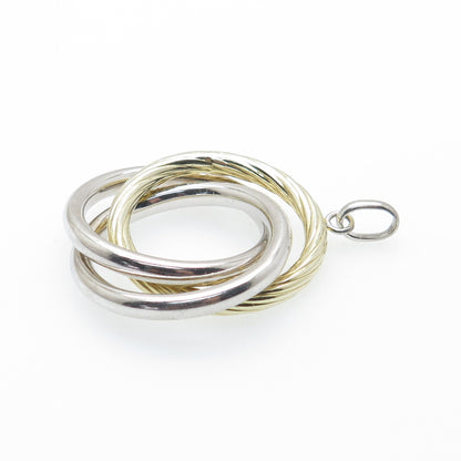 925 Sterling Silver 2-Tone Vintage Interlocked Trinity Knot Charm Pendant