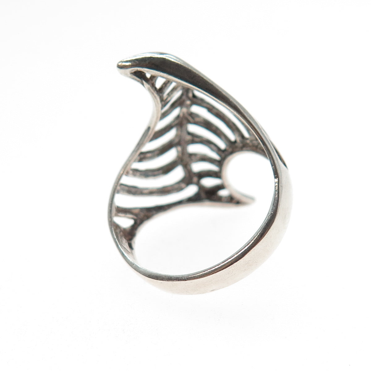 925 Sterling Silver Vintage Modernist Oxidized Ring Size 10.25