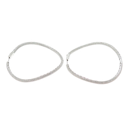 KLEO 925 Sterling Silver Round-Cut C Z In & Out Wavy Large Hoop Earrings