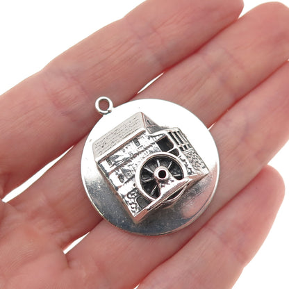 Cini 925 Sterling Silver Vintage Watermill Oxidized Charm Pendant