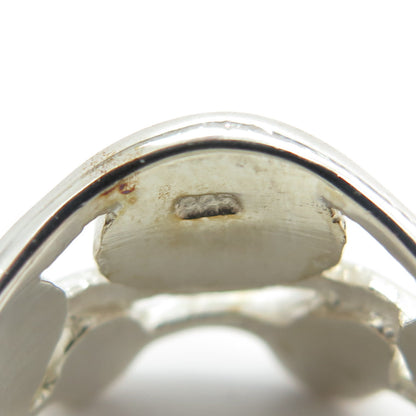 925 Sterling Silver Real Abalone Shell Modernist Ring Size 5.75