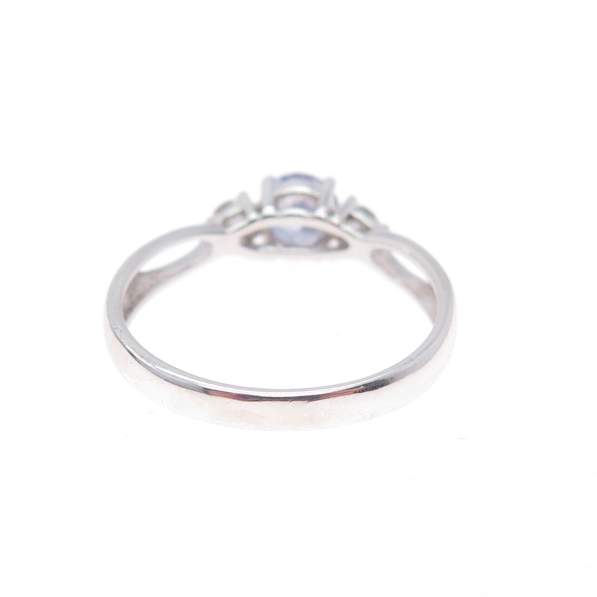 925 Sterling Silver Round-Cut Lavender & White C Z Ring Size 8