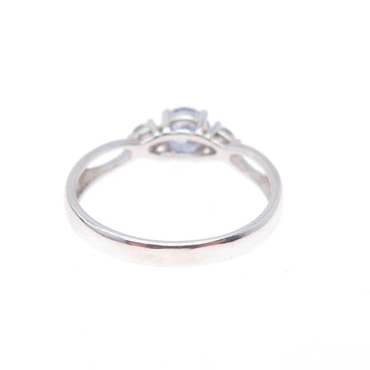 925 Sterling Silver Round-Cut Lavender & White C Z Ring Size 8