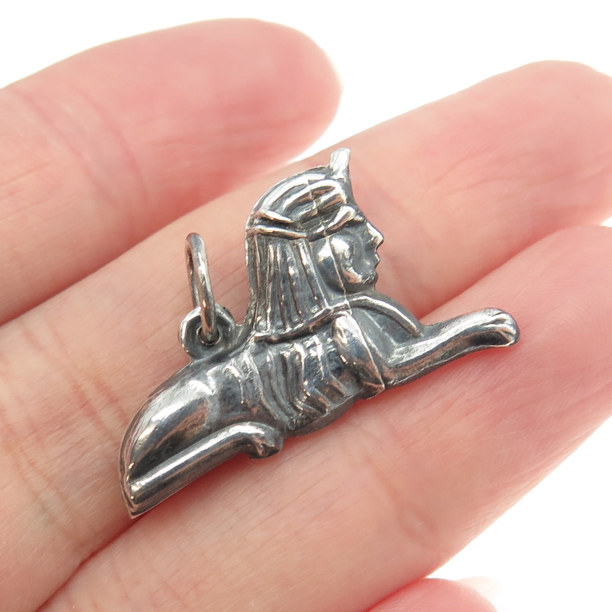 925 Sterling Silver Vintage Egyptian Sphinx of Giza Minimalist Charm Pendant