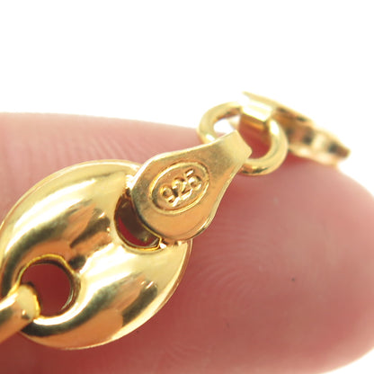 925 Sterling Silver Gold Plated Anchor Mariner Chain Necklace 24"