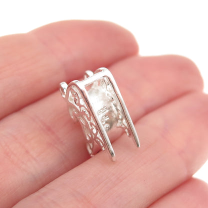 Jezlaine 925 Sterling Silver Vintage Santa's Sleigh 3D Charm Pendant