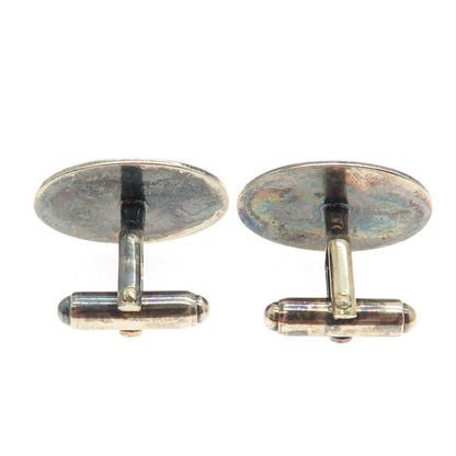 ANSON 925 Sterling Silver Vintage Engraved Oval Cufflinks