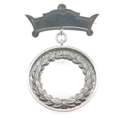 925 Sterling Antique Victorian Engraved St. Monica School 1889 Medal Pin Brooch