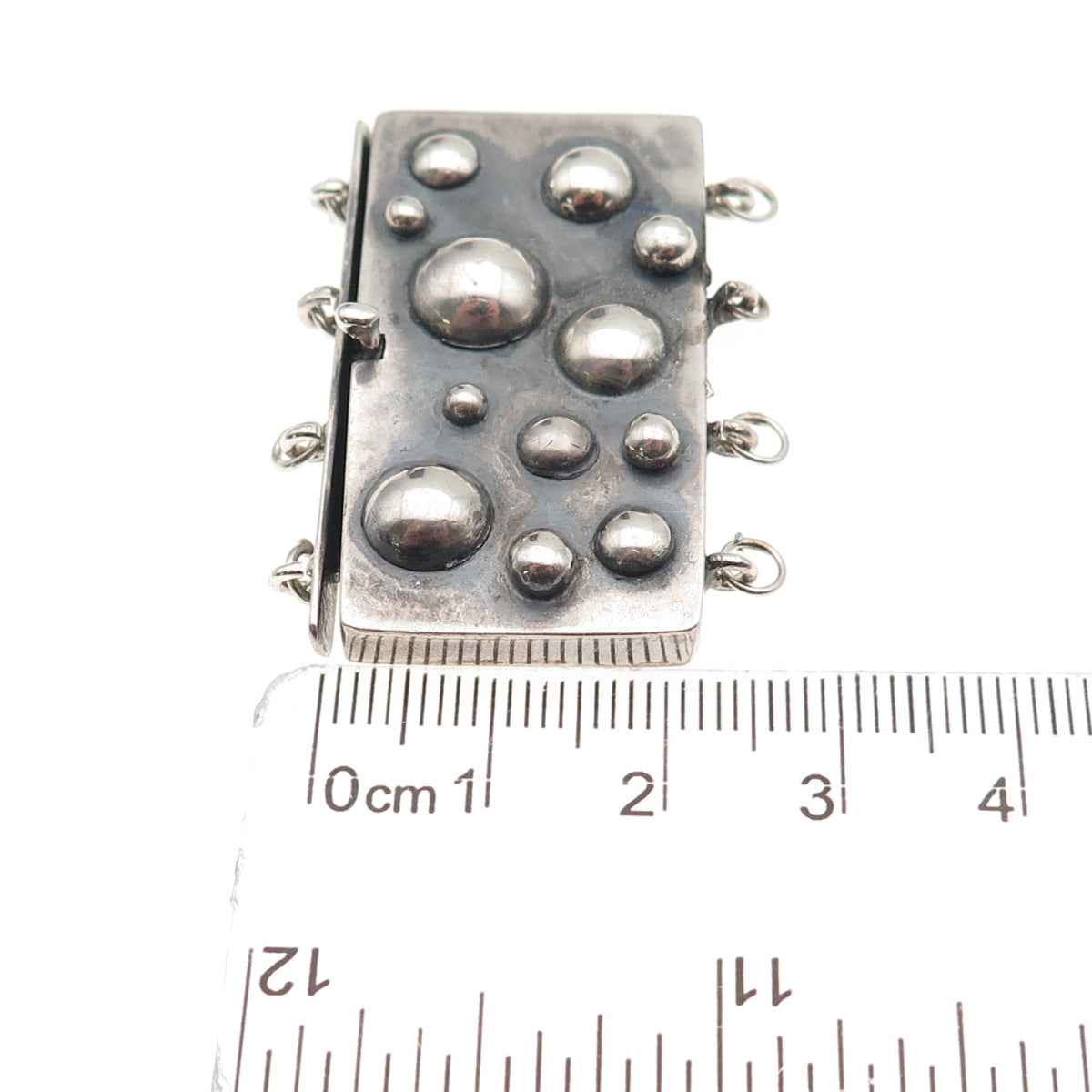 925 Sterling Silver Vintage Bubble Bracelet / Necklace Box Lock Clasp