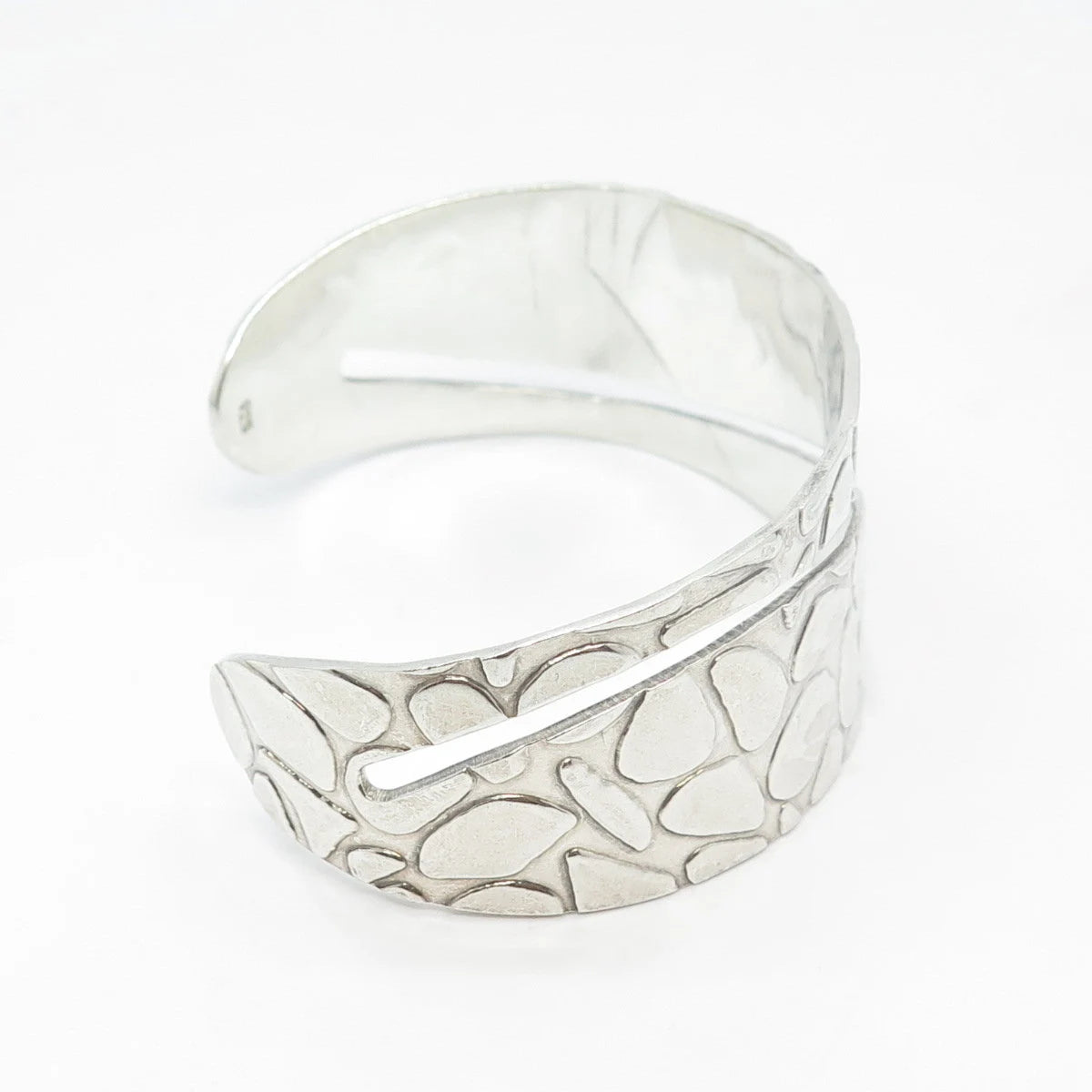 925 Sterling Silver Vintage Pebble Cuff Adjustable Bracelet 7"
