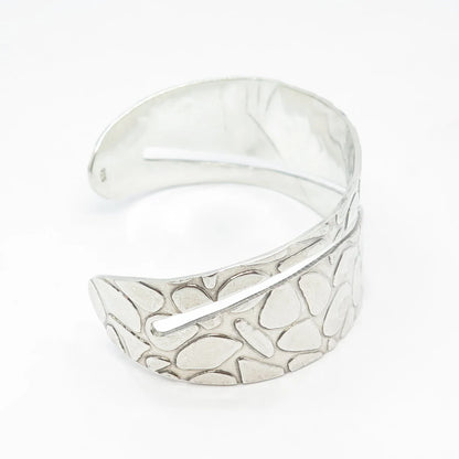 925 Sterling Silver Vintage Pebble Cuff Adjustable Bracelet 7"