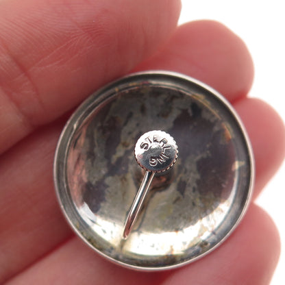 Old Pawn Sterling Silver Vintage Southwestern Native Symbol Screw Back Earrings