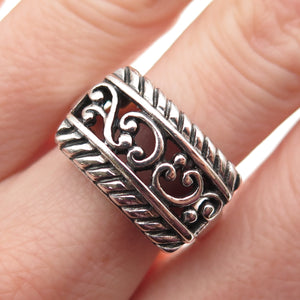 SX Sally C 925 Sterling Silver Vintage Swirl Oxidized Ring Size 7