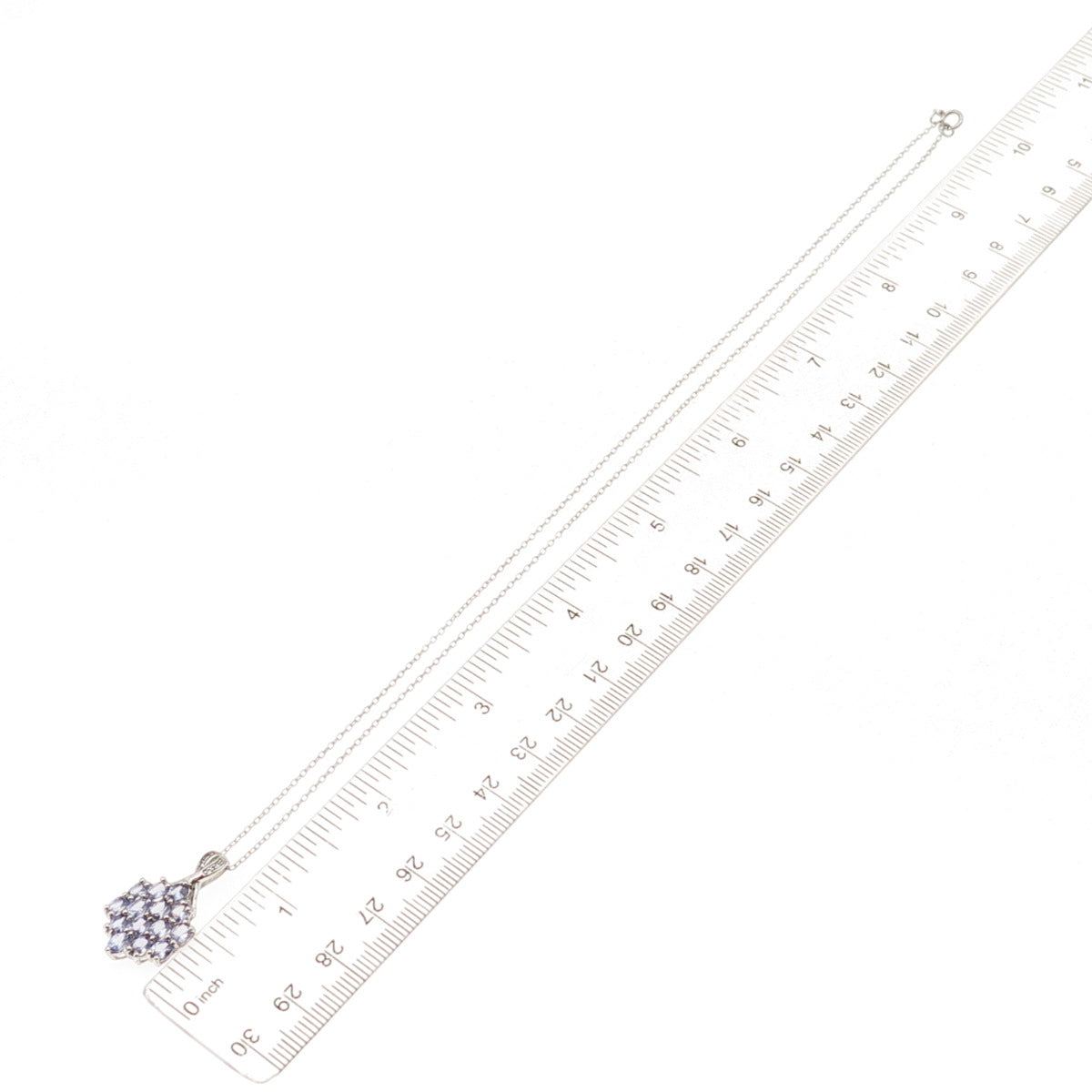 925 Sterling Silver Real Tanzanite & White Topaz Cable Chain Necklace 18"