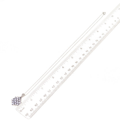 925 Sterling Silver Real Tanzanite & White Topaz Cable Chain Necklace 18"